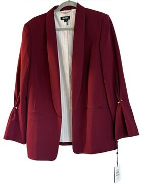 DKNY Women's Wine Shawl Collar Open-Front Blazer